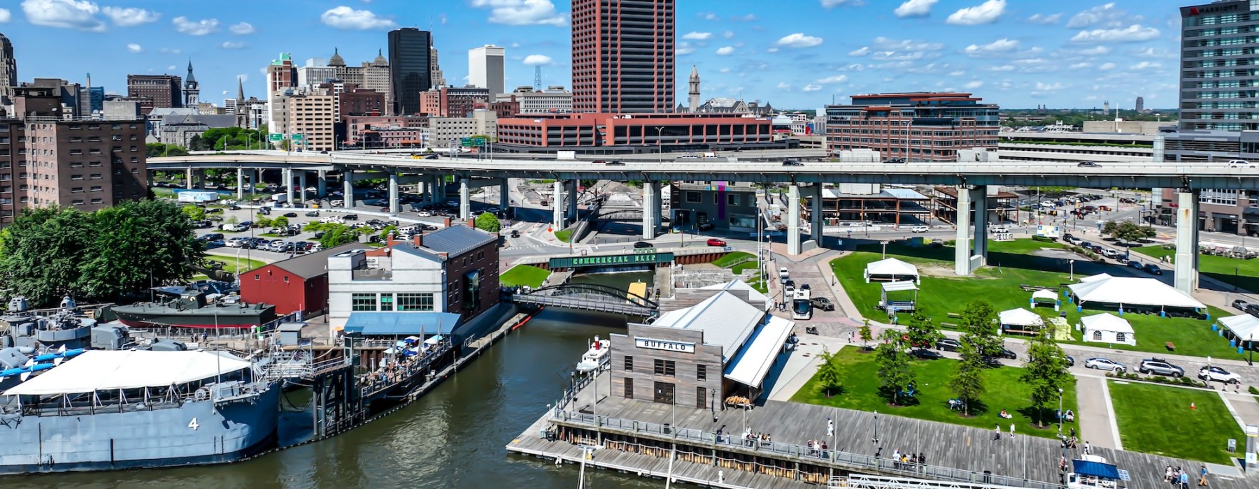 a waterway in a large city